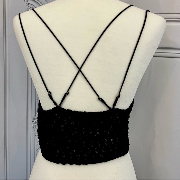 Free People Lace Bra, Black, Cross Back, Sz Lg - Picture 4 of 6